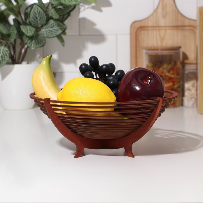 Фруктовница деревянная Доляна, 26 см, цвет мокко фруктовница доляна лайн 26×26×12 5 см цвет чёрный