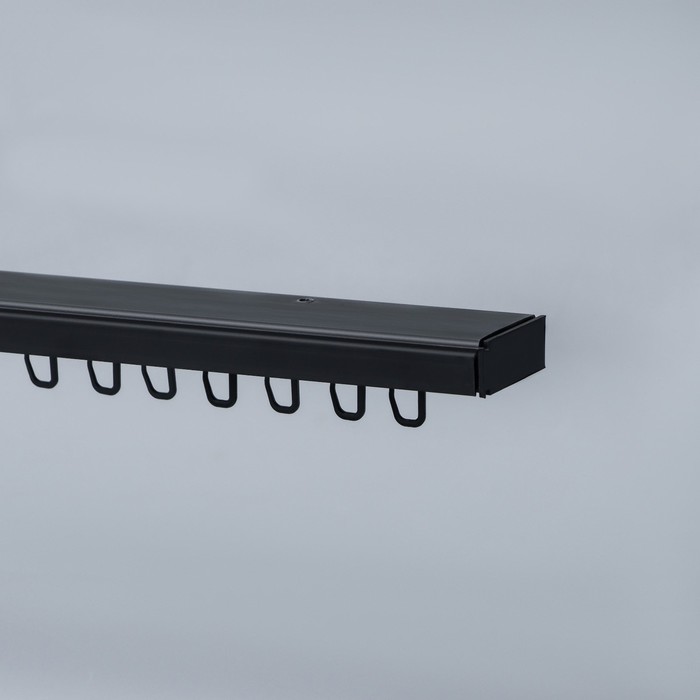 Карниз потолочный однорядный, цвет: черный, 160 см карниз однорядный раздвижной цилиндр 160 300 см цвет чёрный матовый