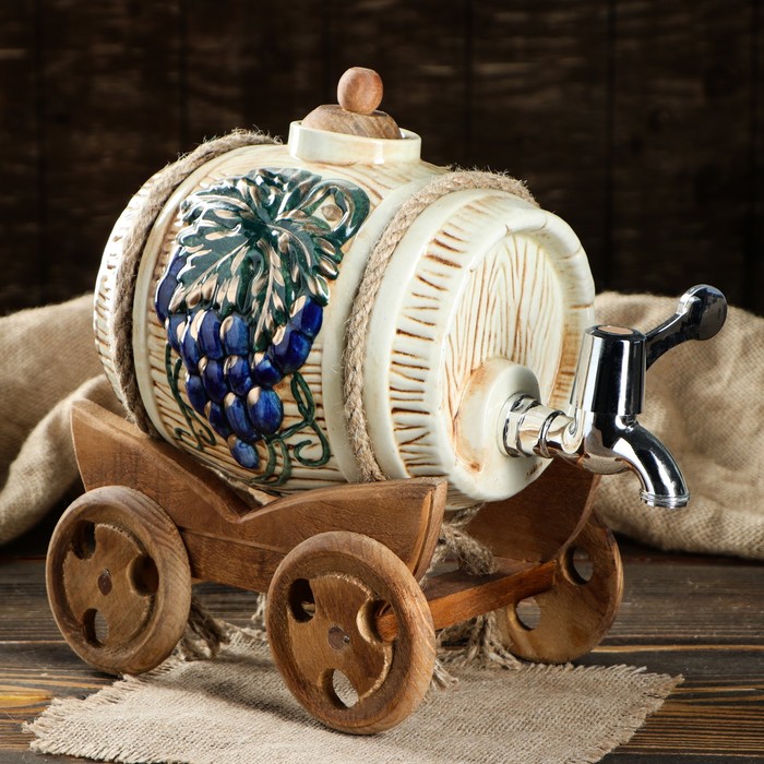 Бочка для вина "Виноград" шамот, 2,5 л