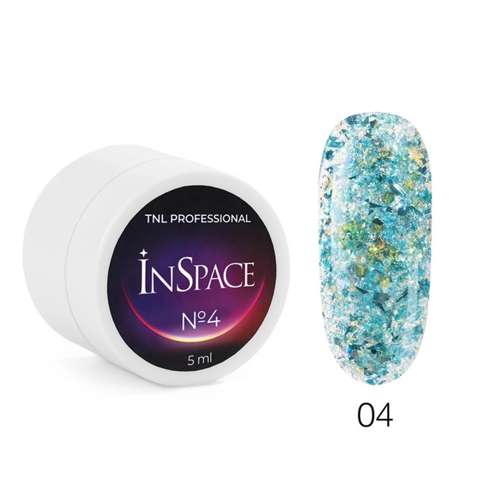 цена Гель для дизайна ногтей TNL Professional InSpace, светоотражающий, с голографическим глиттером, №04 космический ава