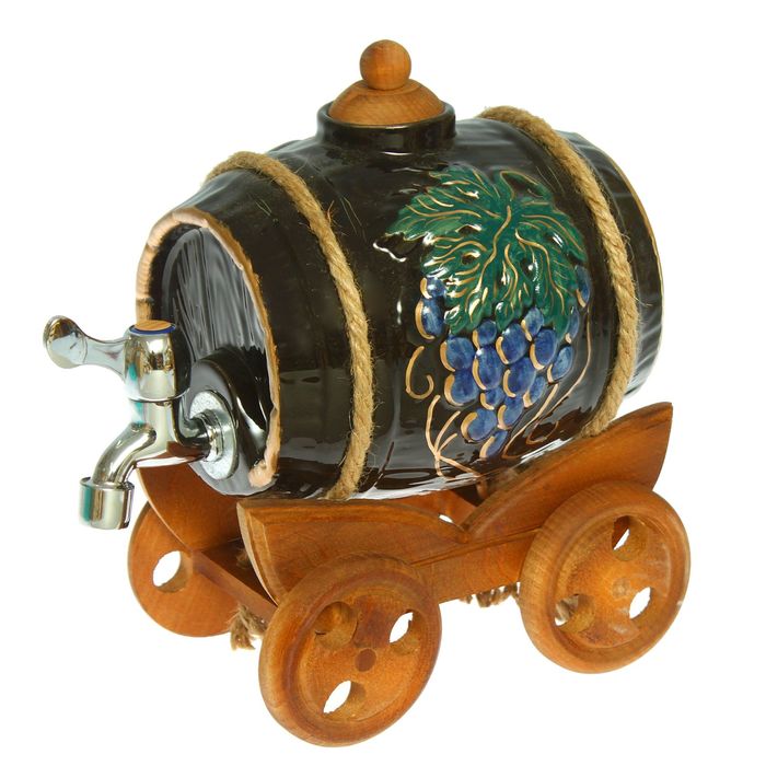 Бочка для вина "Виноград" чёрная, 3 л