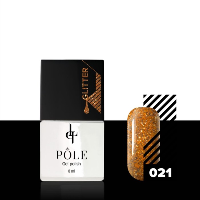 Гель-лак Pole Glitter, №21 оранжевый блеск, 8 мл гель лак pole glitter 23 спелый нектарин 8 мл