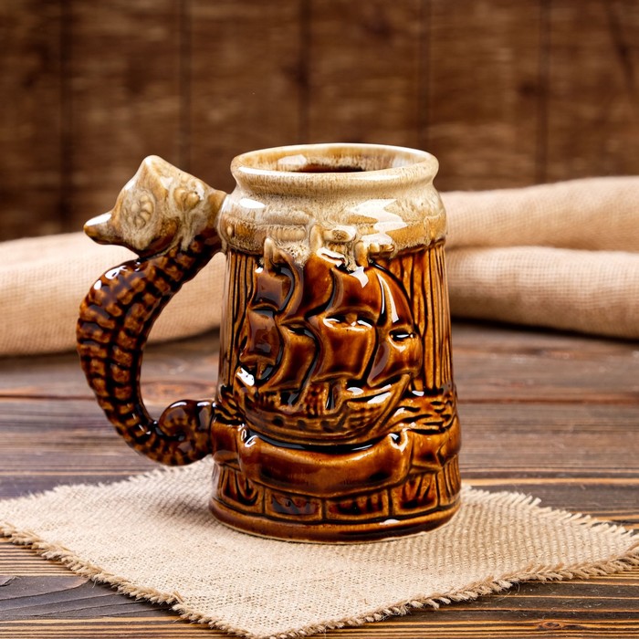 Кружка для пива "Парусник" 0,8 л, микс