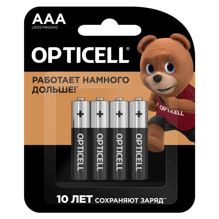 Батарейка алкалиновая OPTICELL, AAA, LR03-4BL, 1.5В, блистер, 4 шт батарейка алкалиновая alkaline power aaa lr03 4bl 1 5в блистер 4 шт