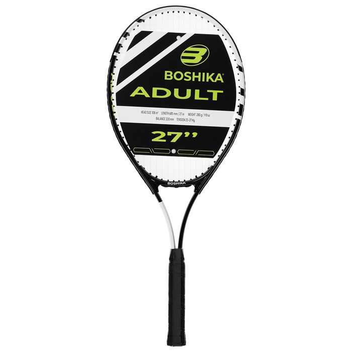 Ракетка для большого тенниса BOSHIKA ADULT, алюминий, 27'', цвет чёрно-белый