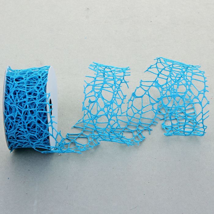 Лента упаковочная "Ажур", цвет голубой
