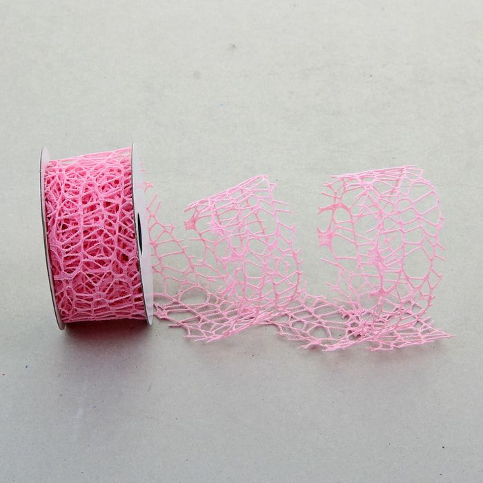 Лента упаковочная "Ажур", цвет розовый