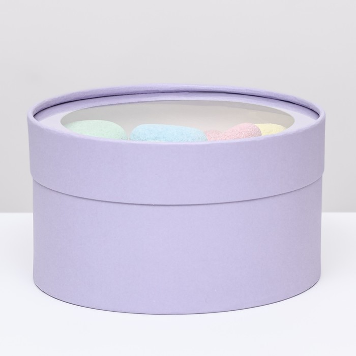 Подарочная коробка Wewak бледно-фиолетовая, завальцованная с окном, 18 х 10 см