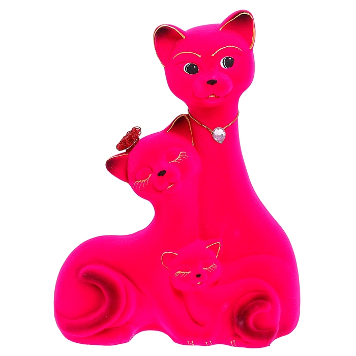 Копилка "Семейство котов" флок, розовая