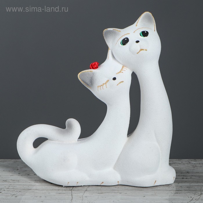 

Копилка "Кошки Сладкая пара", покрытие флок, белая, 21 см