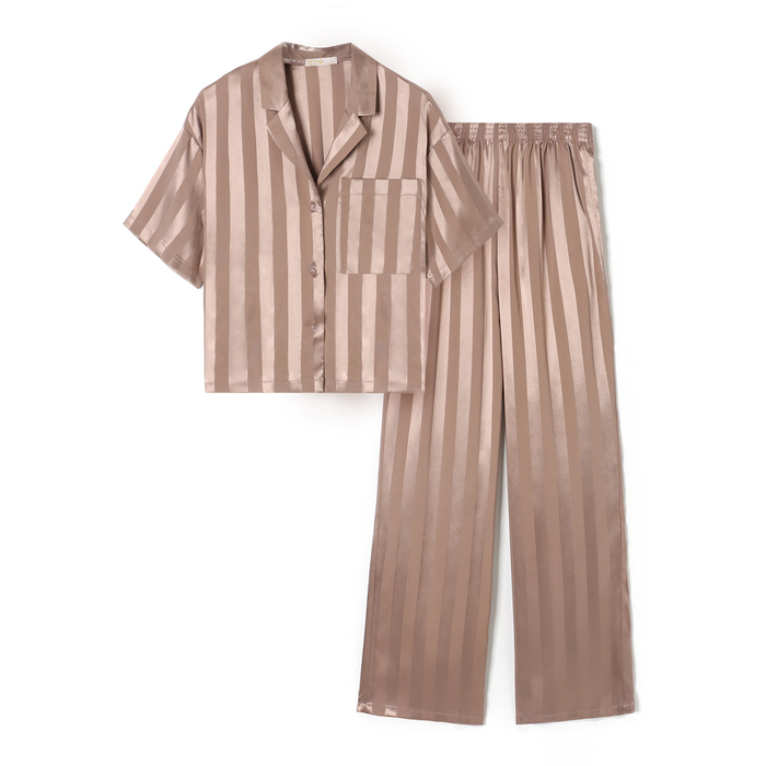 

Комплект женский (рубашка, брюки) KAFTAN Silk "Полоса" размер 44-46, пудровый