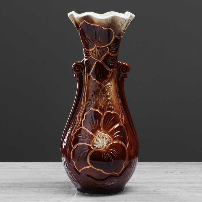 Ваза "Лакшми" средняя, широкая, красно-коричневая, микс