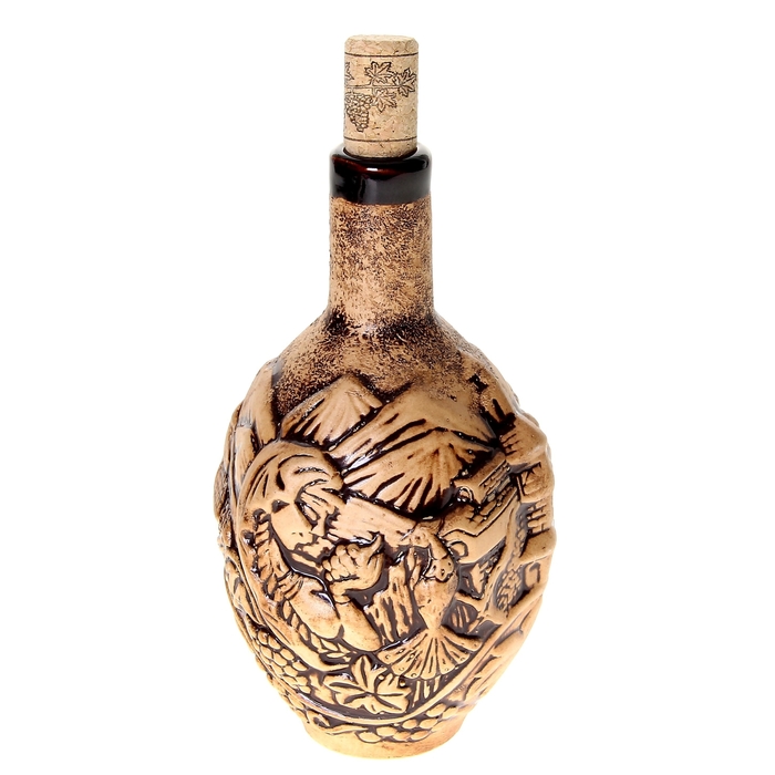 Штоф с рюмками "Тамина" коричневый, шамот, 5 предметов, 0,5 л, микс