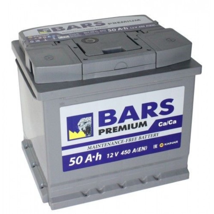 

Аккумуляторная батарея BARS Premium 50 Ач, 6СТ-50.0 VL, обратная полярность