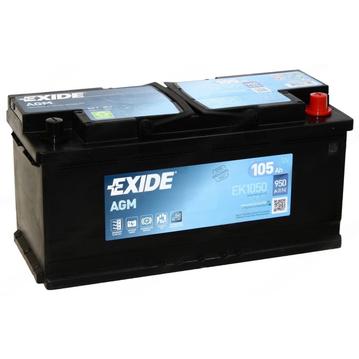 

Аккумуляторная батарея Exide Start-Stop AGM 105 Ач, EK1050, обратная полярность