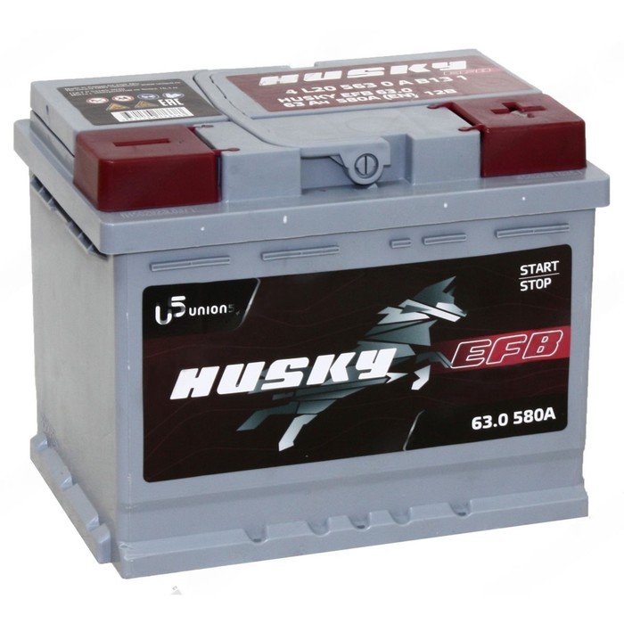 Аккумуляторная батарея Husky EFB 63 Ач, 6СТ-63.0, обратная полярность аккумуляторная батарея varta promotive efb 240 ач 740 500 120 обратная полярность
