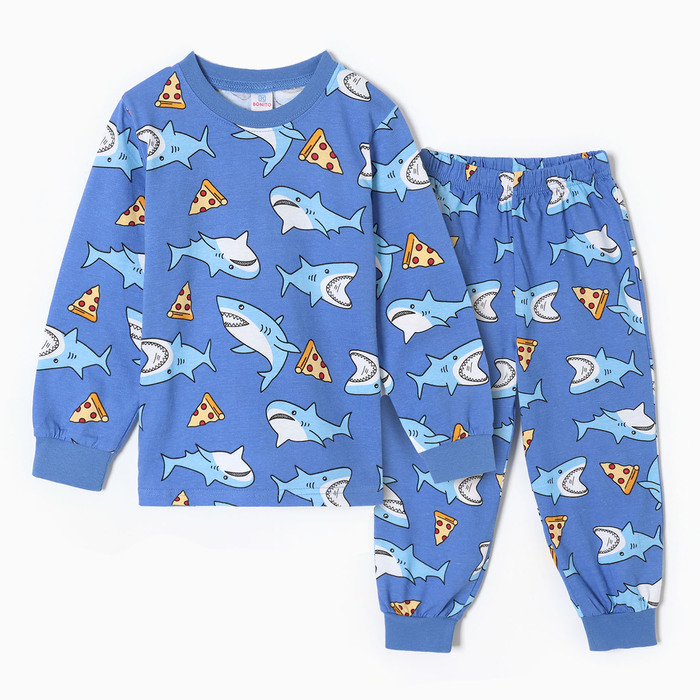 Пижама для мальчиков, цвет синий/акулы, рост 104 см пижама bonito размер пижама для мальчиков цвет синий акулы рост 92 см синий