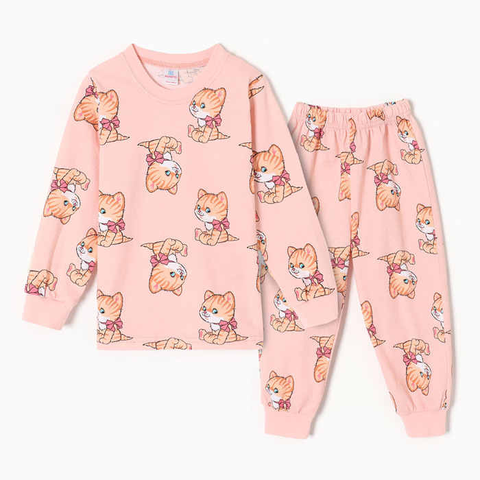 Пижама для девочек, цвет персиковый, рост 98 см комплект для девочек рост 98 см цвет персиковый