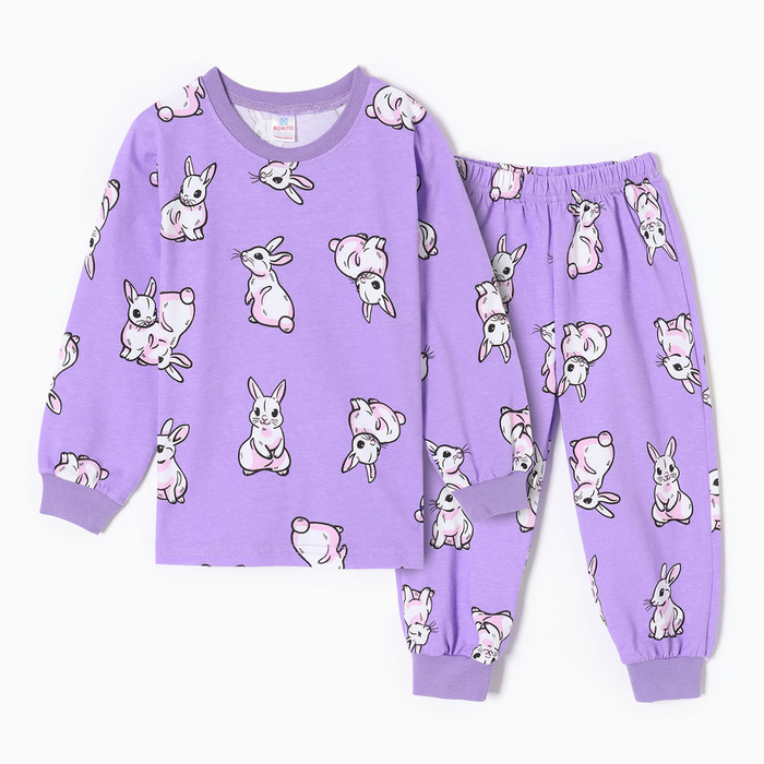 Пижама для девочек, цвет сиреневый, рост 104 см