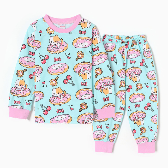 Пижама для девочек, цвет мятный, рост 104 см комплект весенний для девочек олеся рост 104 см цвет мятный