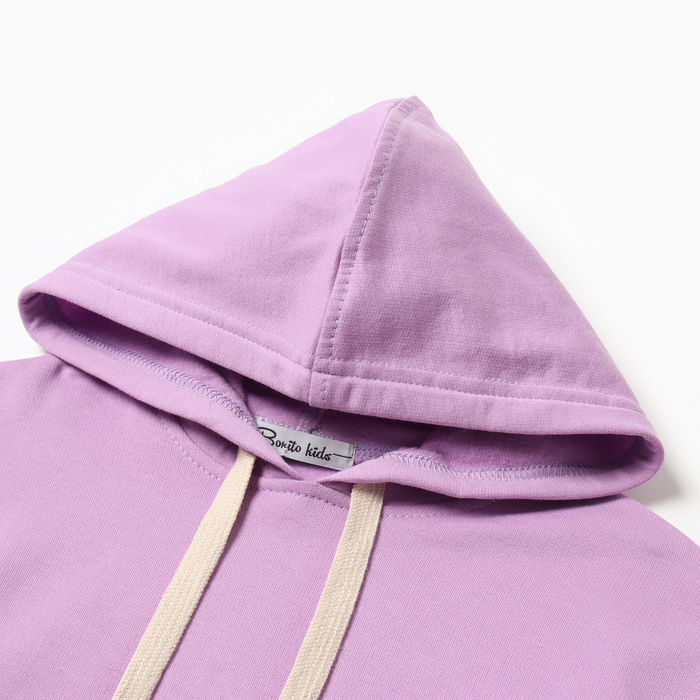 фото Толстовка для девочек начес, цвет сиреневый, рост 128 bonito