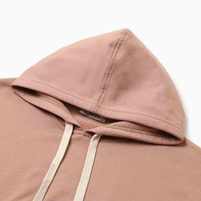 фото Толстовка для девочек начес, цвет бежевый, рост 128 bonito