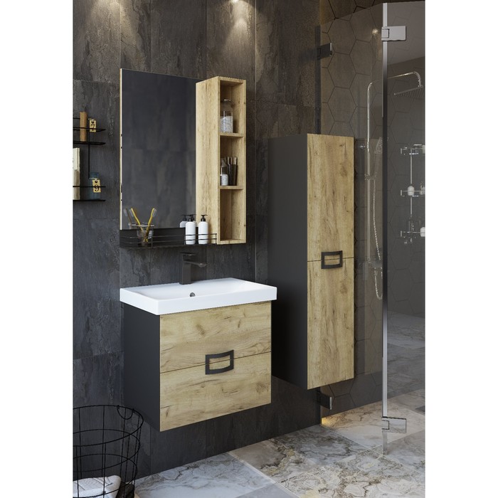 

Тумба "Выборг 60" (Дк/З) с раковиной "MODUO SLIM", 56,4 х 36,2 х 48,6 см