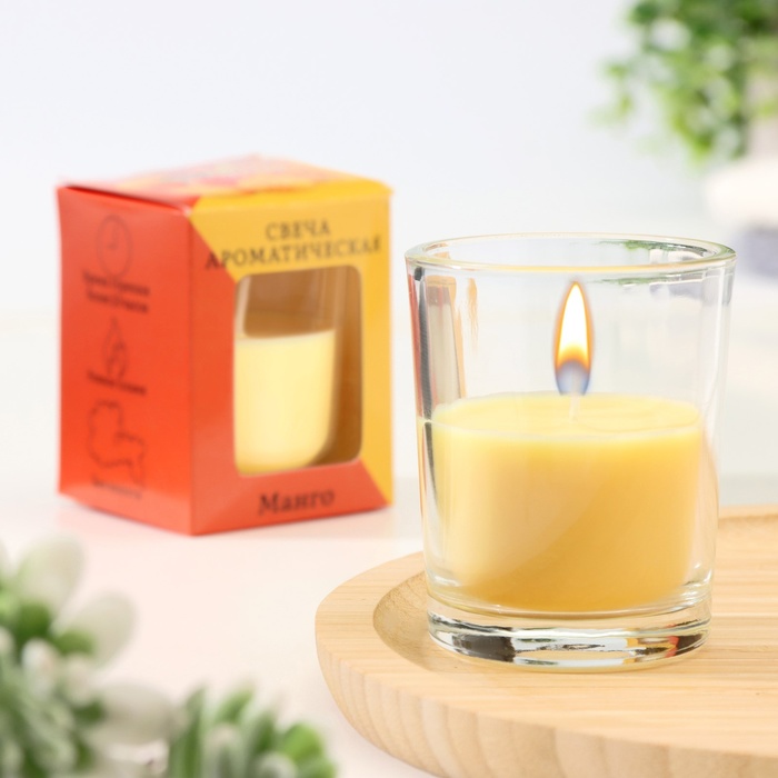 Свеча ароматическая в стекле 5х6см, Манго свеча ароматическая в стекле 5х6см манго