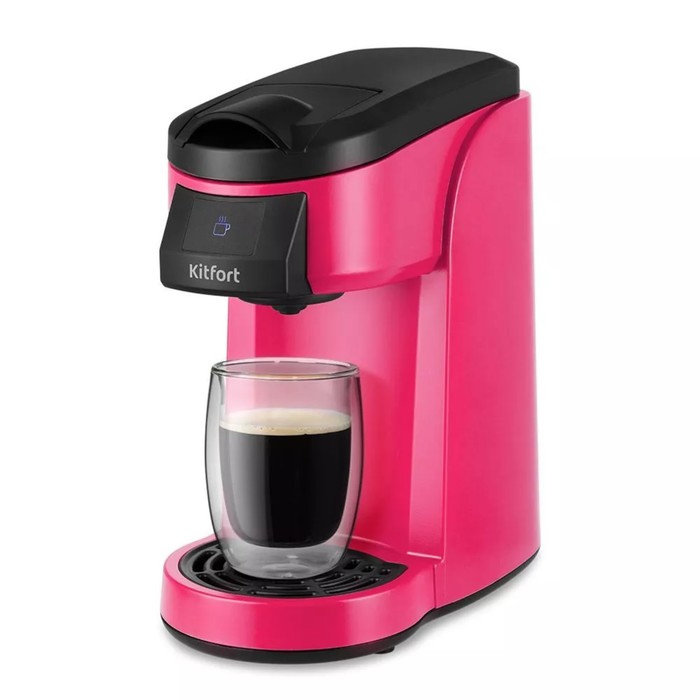 Кофеварка Kitfort КТ-7121-1, капсульная, 800 Вт, 0.36 л, розовая кофеварка капсульная kitfort кт 7121 3 черно желтый