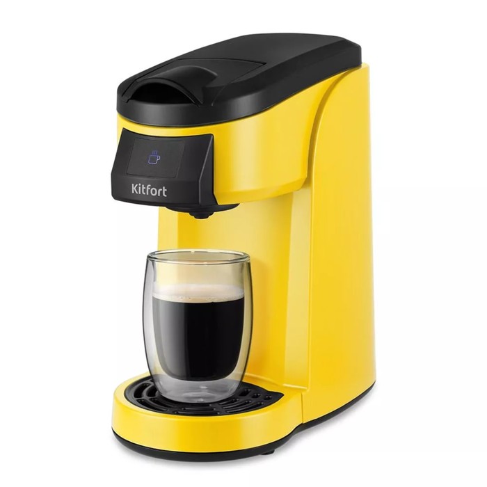Кофеварка Kitfort КТ-7121-3, капсульная, 800 Вт, 0.36 л, жёлтая кофеварка капсульная kitfort кт 7121 3 черно желтый