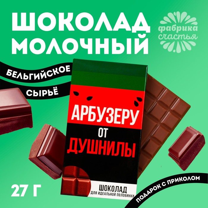 

Шоколад молочный «Арбузеру от душнилы», 27 г.