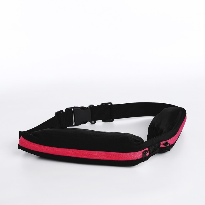 фото Поясная сумка для бега на молнии, цвет чёрный/розовый