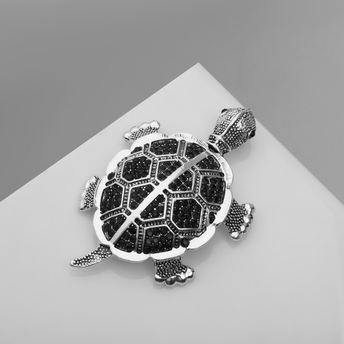 Брошь-кулон «Черепаха» морская, цвет синий в чернёном серебре брошь черепаха морская цветная в серебре