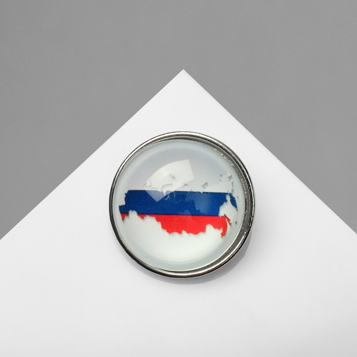 Брошь «Россия», цветная в серебре