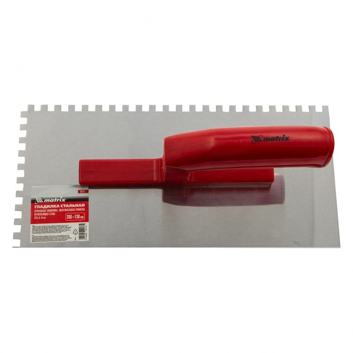 Гладилка Matrix 86781, нержавеющая сталь, пластмассовая ручка, зуб 6х6 мм, 280х130 мм