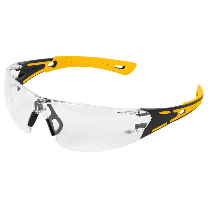 Очки защитные Denzel 89191, открытые, поликарбонатные, прозрачная линза, 2х комп. дужки очки защитные открытые поликарбонатные желтые очк202 0 13022 россия