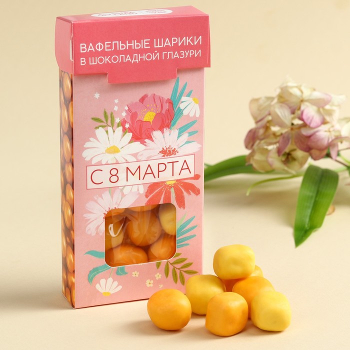 

Вафельные шарики в глазури «С 8 марта» вкус: дыня- банан, 50 г.