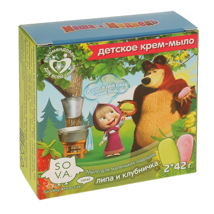 Крем-мыло детское "Маша и Медведь" с экстрактом клубники и липы, 2х42 г