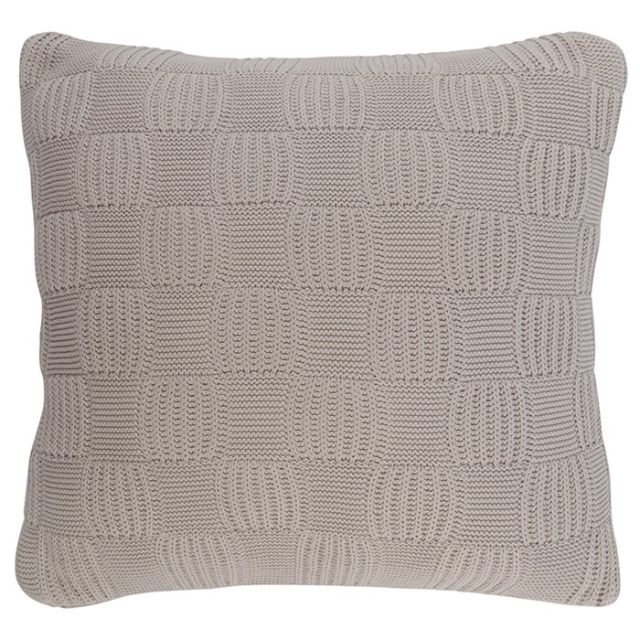 Подушка из хлопка рельефной вязки светло-серого цвета Essential, размер 45х45 см