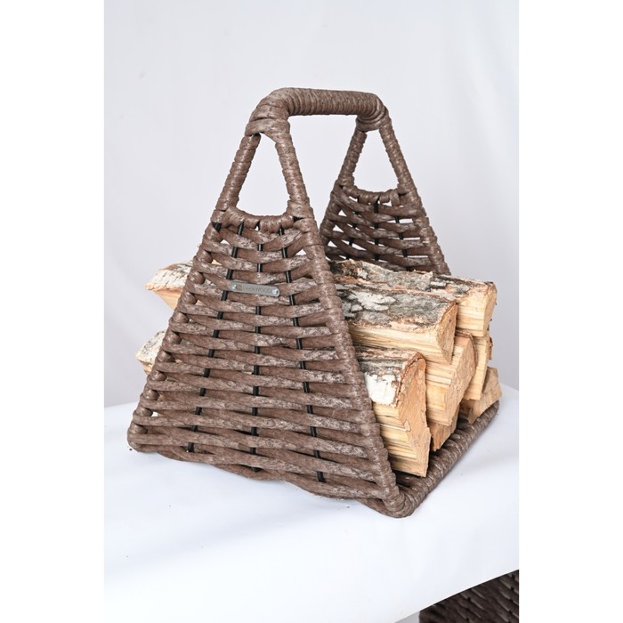Дровница-корзина, 41 × 41 × 44 см, треугольная, коричневая, DeckWOOD