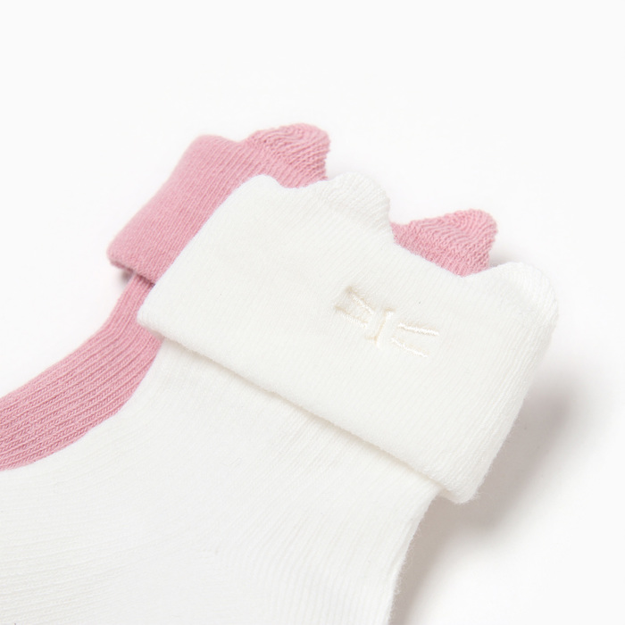 Набор носков Крошка Я Basic Line, 2 пары, 0-6 мес., молочный/розовый