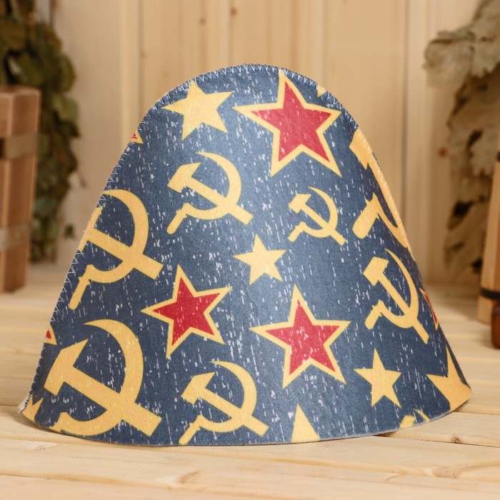 шапка для бани ссср знамя принт Шапка для бани СССР Знамя принт