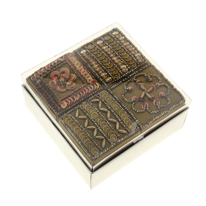 Шкатулка вышивка бисером "Орнамент" набор из 4-х