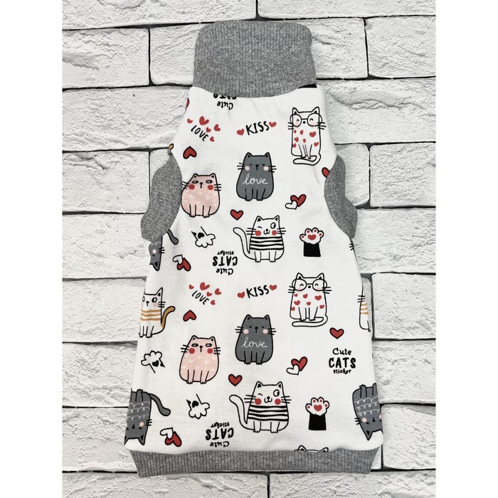 фото Водолазка для кошек "cats", размер xl (дс 38 см, ог 38-44 см, ош 22-36 см), хлопок
