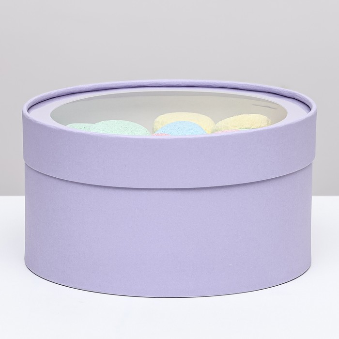 Подарочная коробка Frilly бледно-фиолетовая, завальцованная с окном, 21 х 11 см