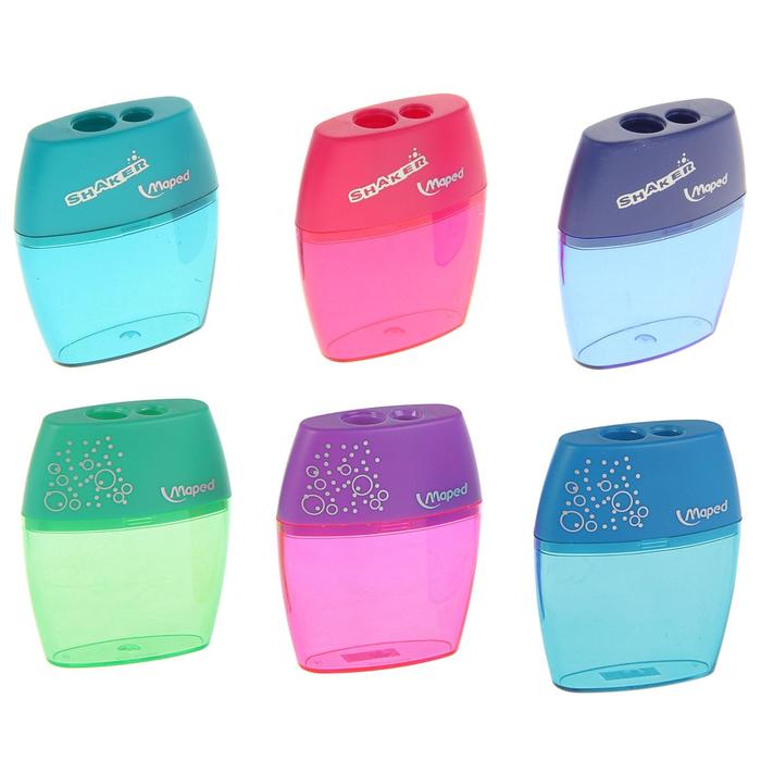 Точилка 2 отверстия с контейнером Maped SHAKER, микс