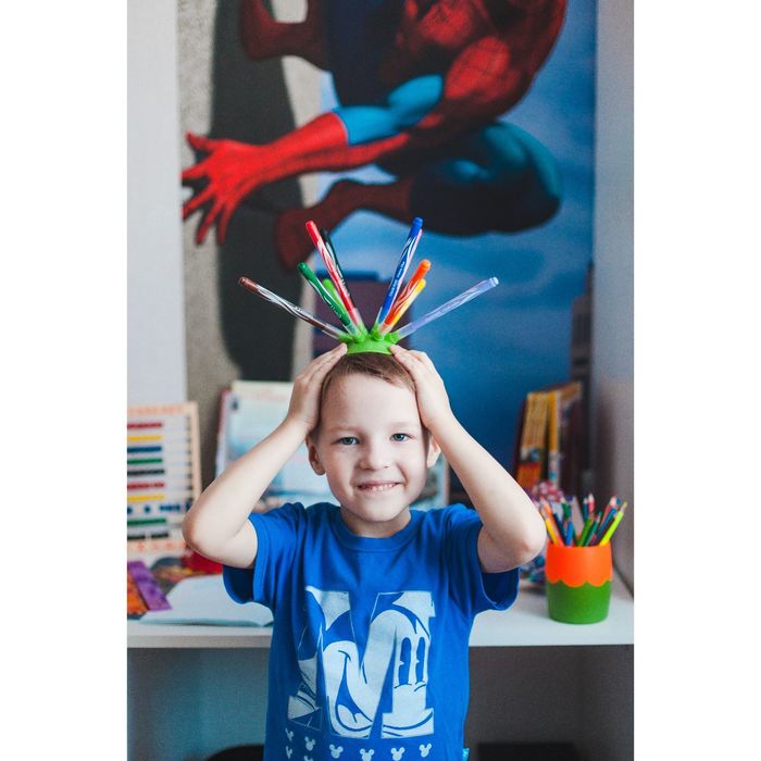 Фломастеры 12 цветов JUNGLE INNOVATION, утолщенные, смываемые, на подставке, блистер