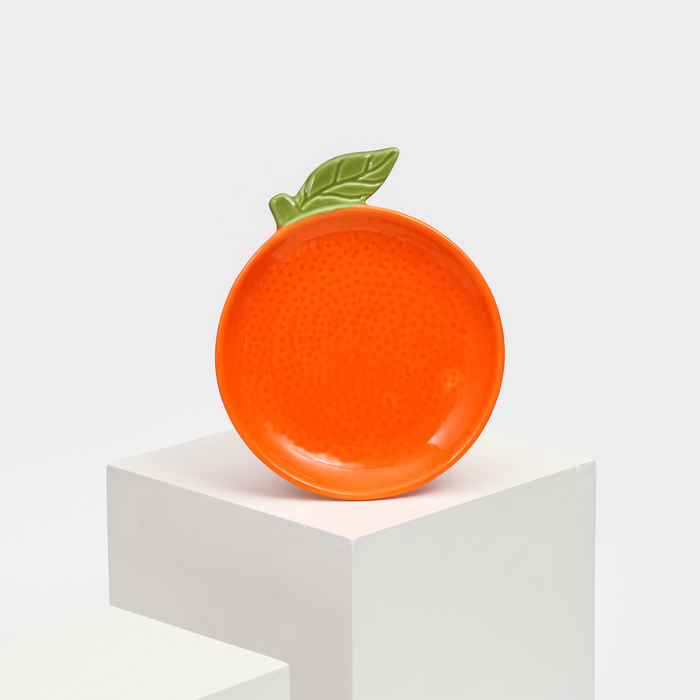 Тарелка керамическая Апельсин, плоская, оранжевая, 18 см, 1 сорт, Иран тарелка керамическая кабачок плоская зеленая 28 5 см 1 сорт иран