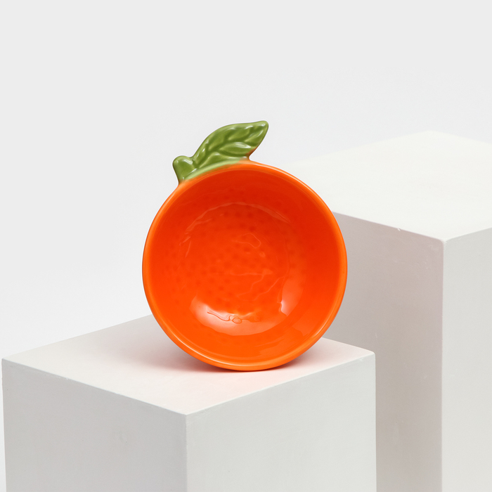 Тарелка керамическая Апельсин, глубокая, оранжевая, 14 см, 1 сорт, Иран тарелка керамическая кабачок глубокая зеленая 29 см 1 сорт иран