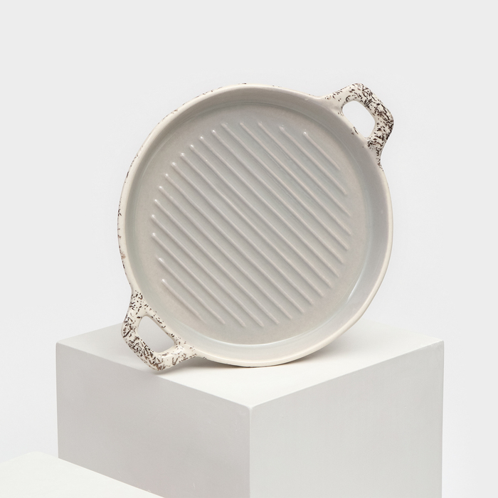форма для запекания круглая Форма для запекания керамическая Круглая, серая, 1 сорт, Иран